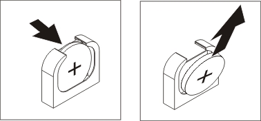 Graphic illustrating pressing on the CMOS battery clip