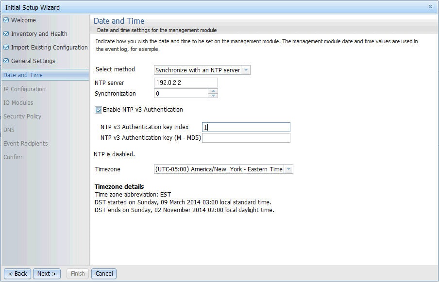 Illustration of the Initial Setup Wizard - Date and Time page