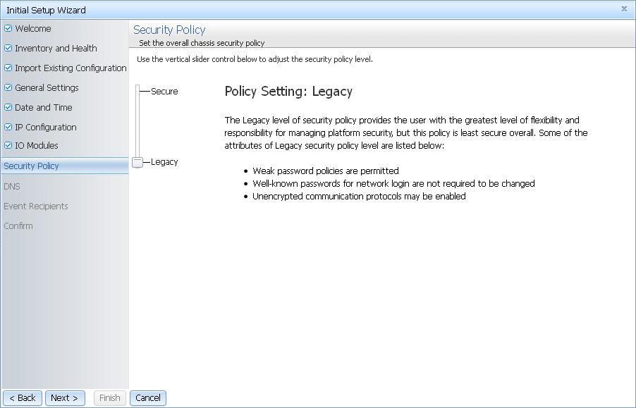 Illustration of the Initial Setup Wizard - Security Policy page
