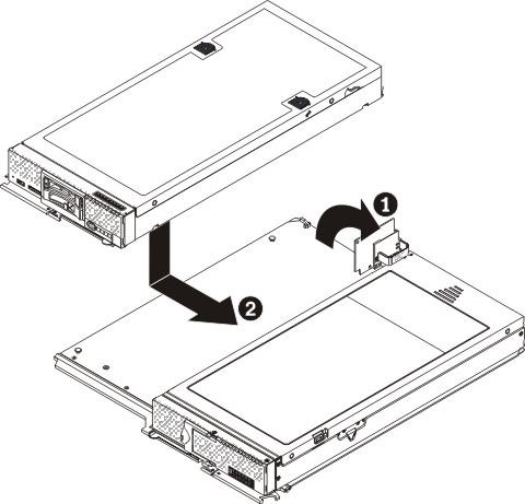 Graphic illustrating how to attach the compute node to the expansion shelf