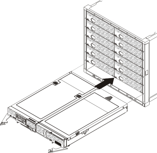Graphic illustrating how to install the storage expansion node assembly in the chassis