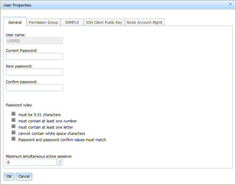 Graphic showing User Properties window.