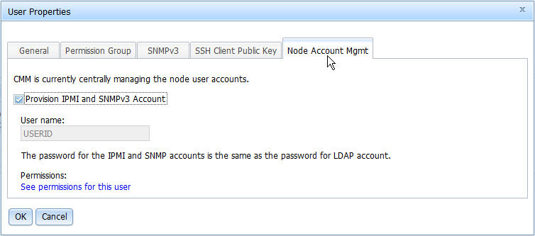 Graphic showing Node Account Mgmt tab in the User Properties window.