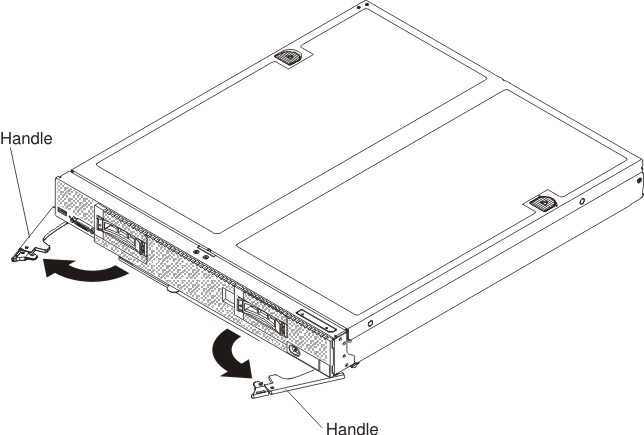 Graphic illustrating the removal of a x440 Compute Node Types 7167 and 2590 blade server from a chassis