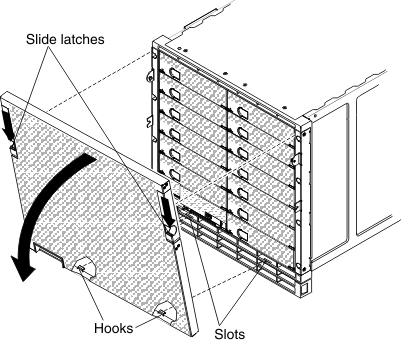 Graphic illustrating the removal of the airborne contaminant filter assembly bezel