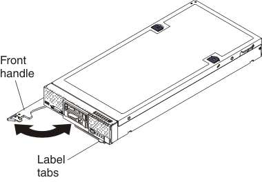 Graphic illustrating the removal of a Flex System x220 Compute Node blade server from a chassis