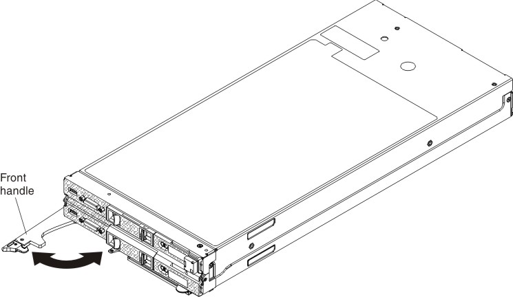 Graphic illustrating the removal of a Flex System x222 Compute Node from a chassis