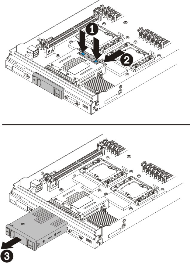 Graphic illustrating removing a solid state drive mounting sleeve
