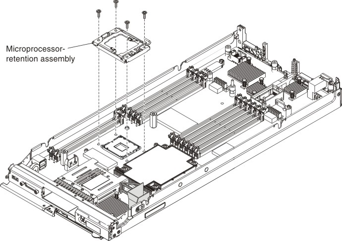 Graphic illustrating removing a microprocessor-retention assembly