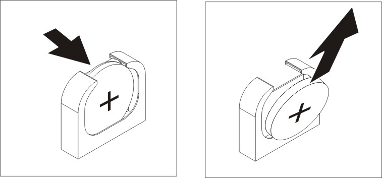 Graphic illustrating pressing on the CMOS battery clip