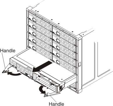 Graphic illustrating the removal of an attached PCIe Expansion Node from a Flex System Enterprise Chassis